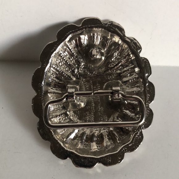 Vintage Metal Belt Buckle, Nice Blue Turquoise Stone Design, Nice Design, 3"x2.5 - Picture 3 of 6